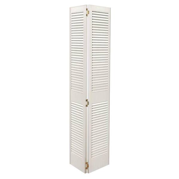 Unbranded 30 in. x 80 in. Woodgrain 2-Panel Louver Solid Core Wood Interior Closet Bi-fold Door