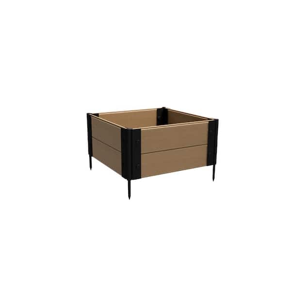 Composite Gardening Square Raised Garden Bed (2 ft. L x 2 ft. W x 12 in. H) Timber Brown Shallow Rooted Plants