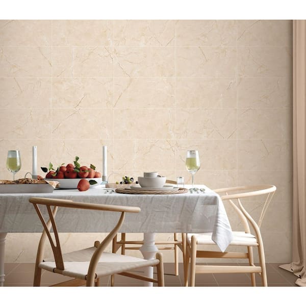 Kaia Natova Beige 12 in. x 24 in. Stone Look Semi-Polished Porcelain Wall and Floor Tile (9.69 sq. ft./ Case)