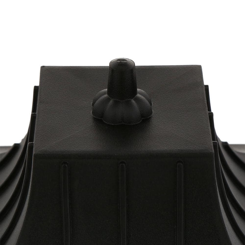 Mansard Black Resin Outdoor Post Lantern with Clear Acrylic Panels