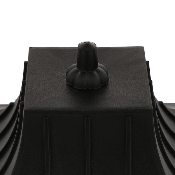 Mansard Collection 1-Light Textured Black Clear Beveled Acrylic Shade Traditional Outdoor Post Lantern Light