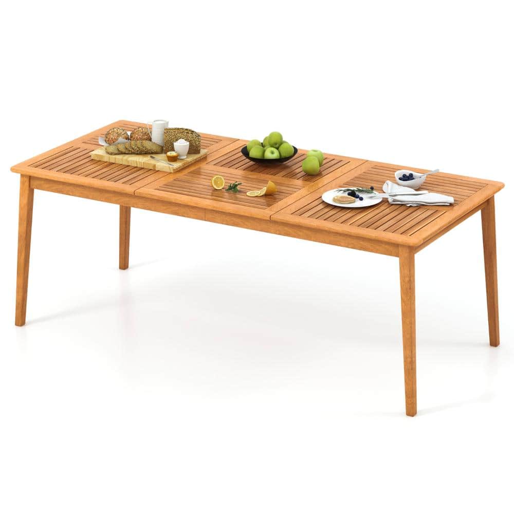 79 in. Acacia Wood Patio Dining Table with 1.96 in. Umbrella Hole, Seats 8, Natural price history on PriceWatchPro