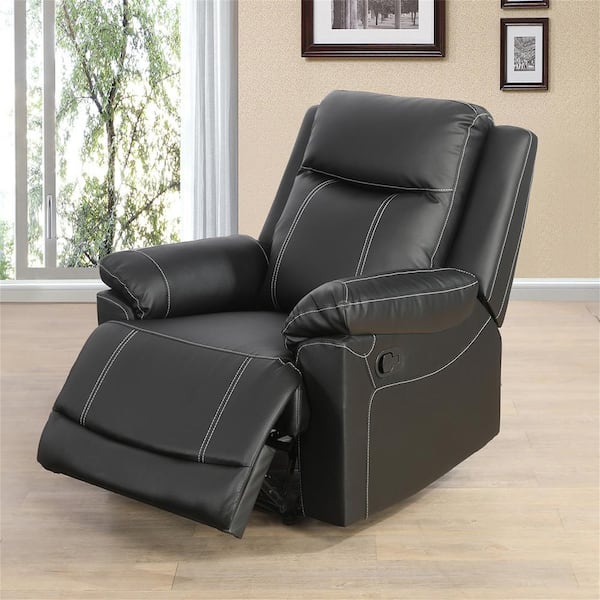 AndMakers 38 in. W Black Faux Leather Manual Recliner