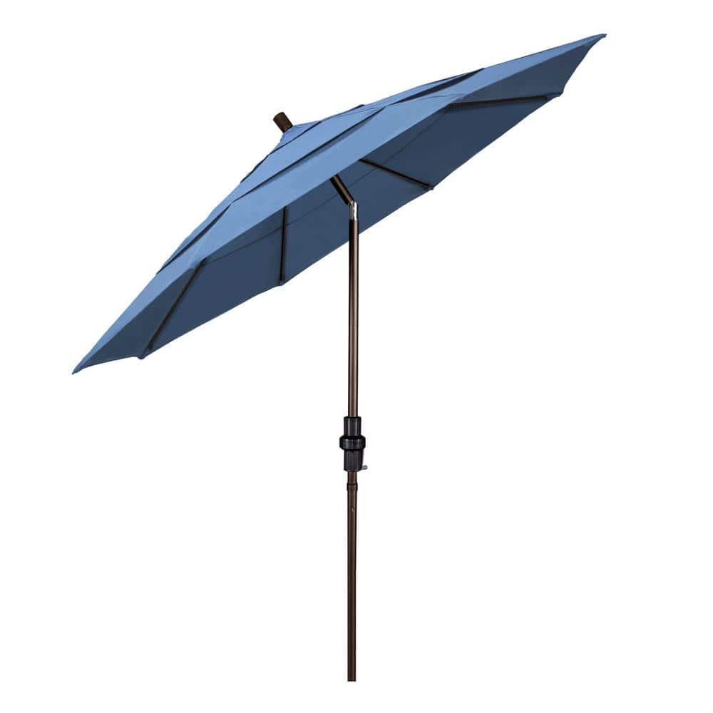 11 ft. Frost Blue Aluminum Market Patio Umbrella with Collar Tilt