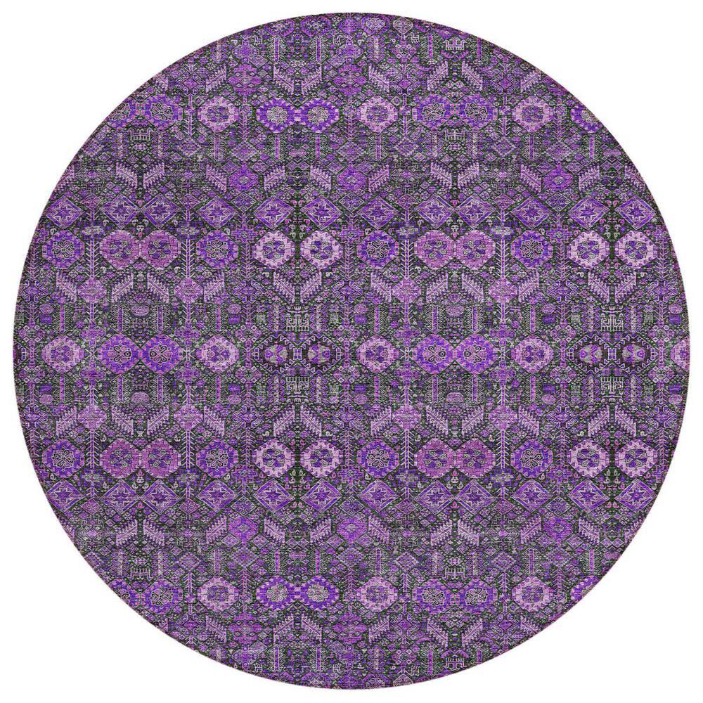 Purple and Green 8 ft. Round Woven Floral Round Indoor/Outdoor Area Rug price history on PriceWatchPro
