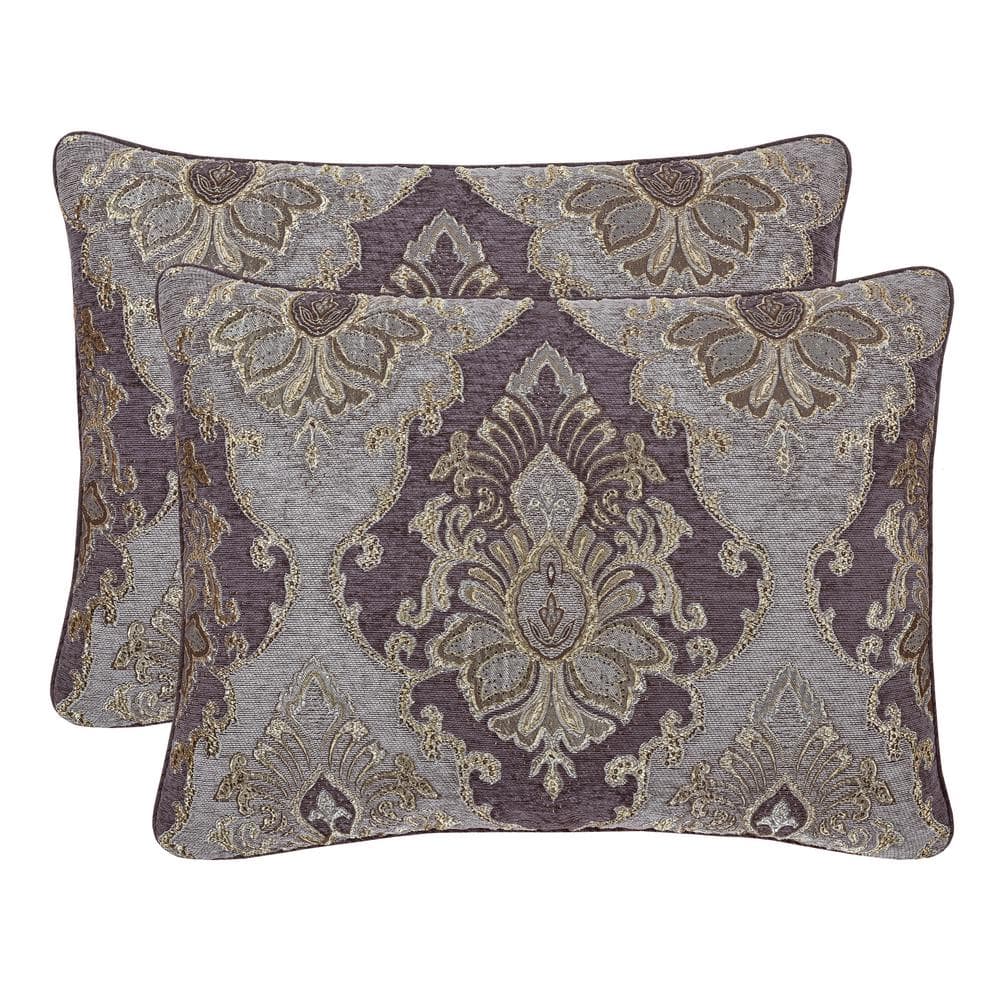 Lavender and Gold Jacquard Queen Comforter Set with Microfiber