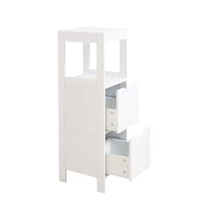 11.81 in. W x 11.81 in. D x 35.04 in. H White Multifunctional Linen Cabinet with 2-Drawer