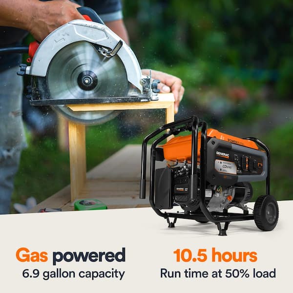 Generac 8125 6500 Watt Gasoline Powered Portable Generator with COSense and 20 ft. Extension Cord Included GP6500 G0076721