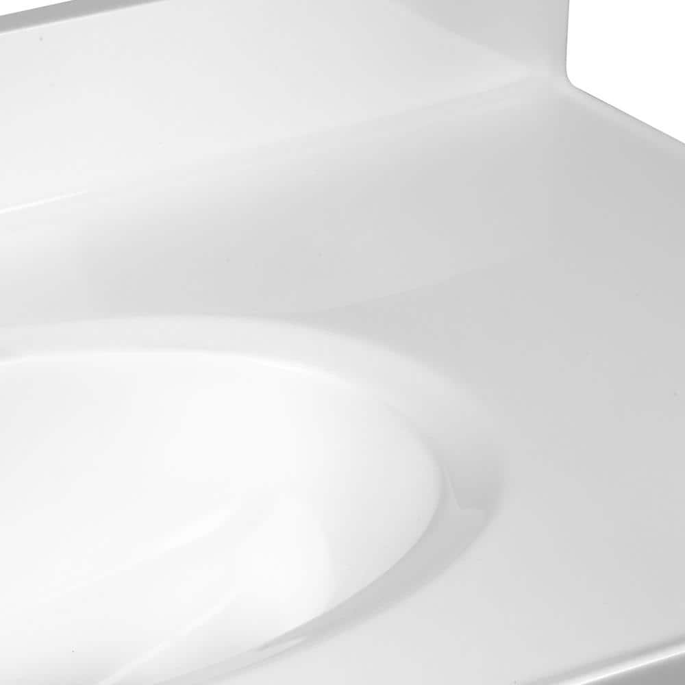 Solid White Cultured Marble Vanity Top with Backsplash, 37x19