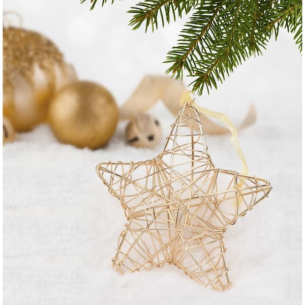 4 pcs Gold/Silver Wire Ball And Star Christmas Tree Hanging x-mas Decoration 