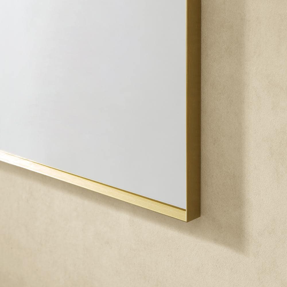 Elegant Rectangular 36" Brushed Gold Aluminum Vanity Mirror