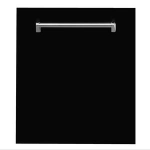 ZLINE 24" Black Matte Top Control Dishwasher with Stainless Steel Tub and Traditional Style Handle, 40dBa