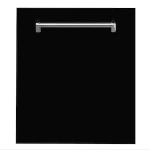 24 in. Top Control 6-Cycle Compact Dishwasher with 2 Racks in Black Matte and Traditional Handle
