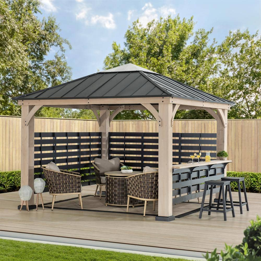 Sunjoy Cameron 11 Ft. X 11 Ft. Cameron Cedar Wood Hot Tub Gazebo With ...