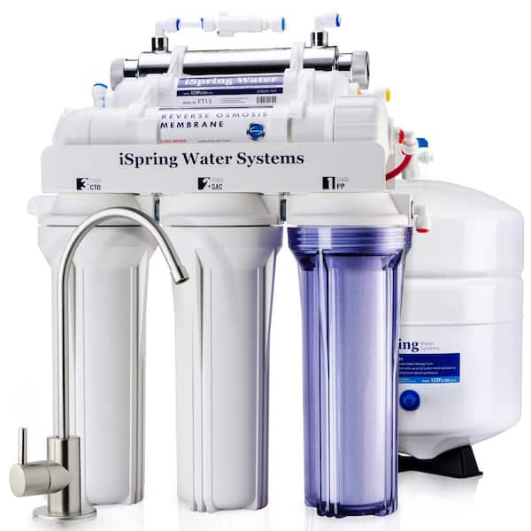 ISPRING NSF-Certified 6-Stage Reverse Osmosis System w/ UV, Reduces PFAS, Fluoride, Chromium, Lead, TDS