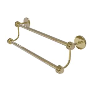 Satellite Orbit Two 30 in. Double Towel Bar with Dotted Accent in Unlacquered Brass