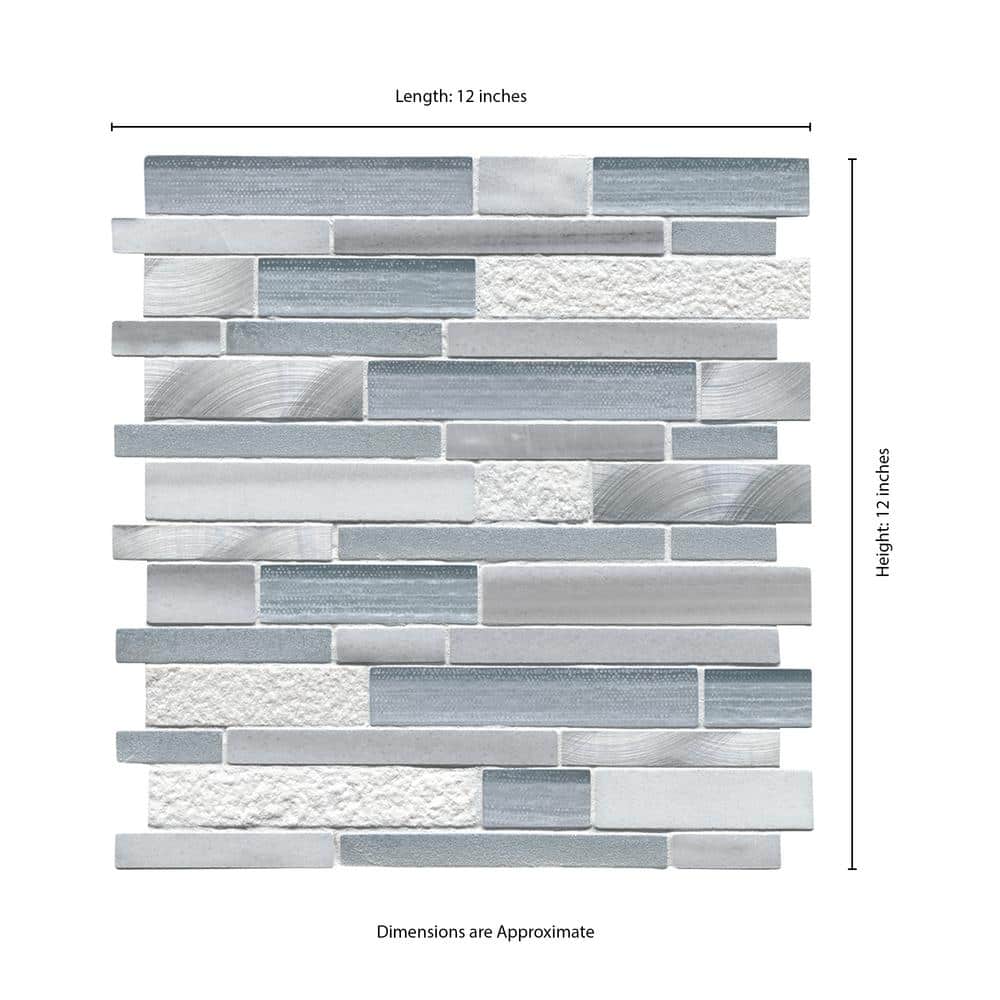 Harlow 12'' x 12'' Gray and White Glass Stone Mosaic Tile