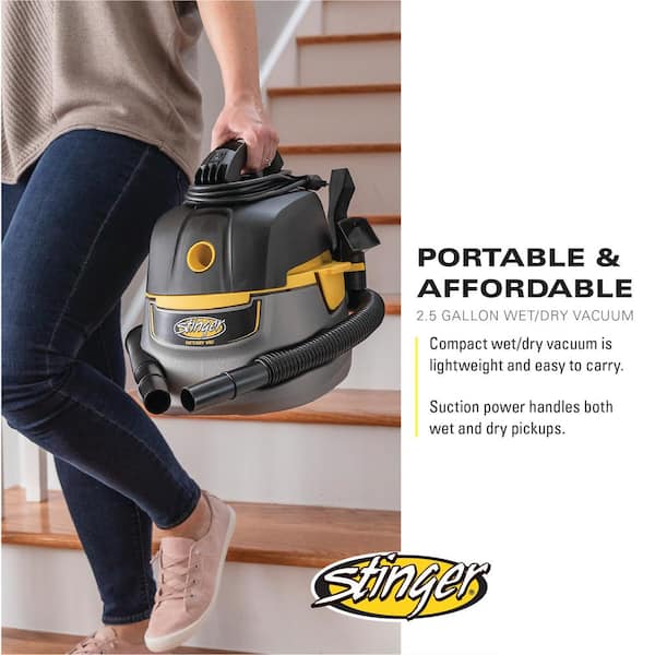 2.5 Gal. 1.75 Peak HP Small Shop Vacuum HD2025 Wet Dry Vac with