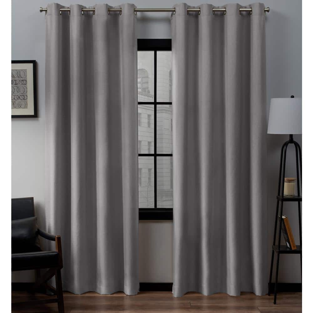 Loha Dove Grey Solid Light Filtering Grommet Top Curtain, 54 in. W x 120 in
