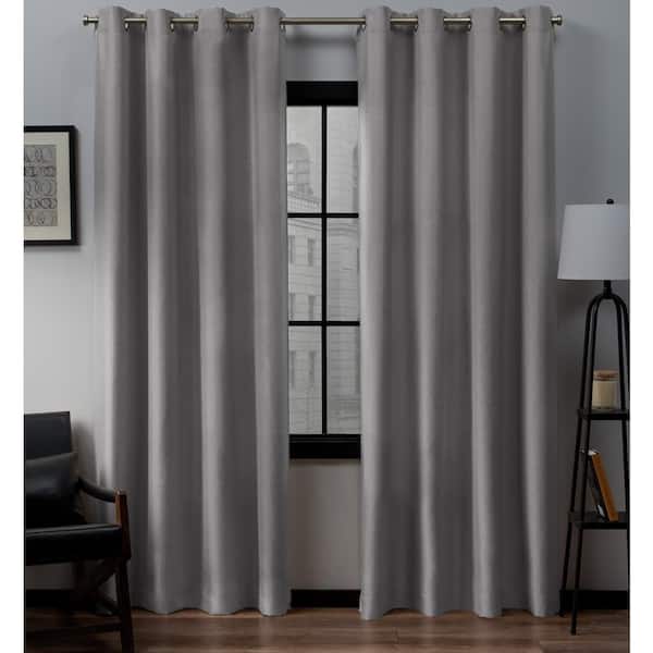 null Loha Dove Grey Solid Light Filtering Grommet Top Curtain, 54 in. W x 120 in. L (Set of 2)