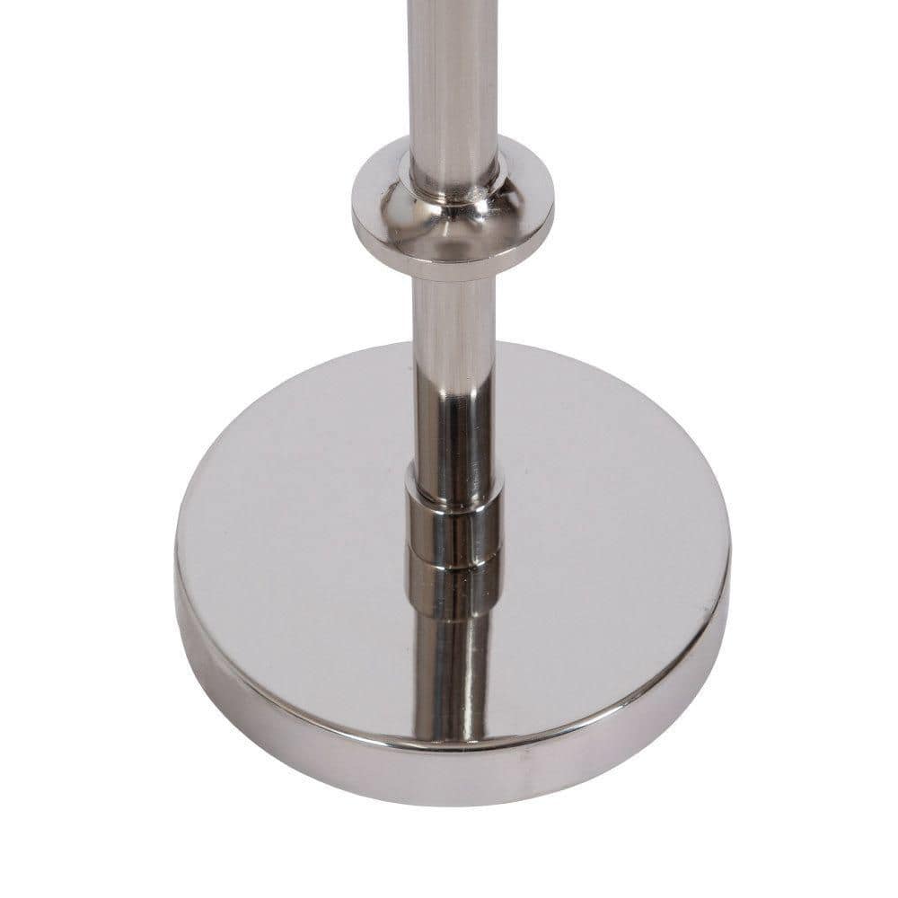 Engles 10 in. Silver/White Round Marble End Table - thumbnail 9