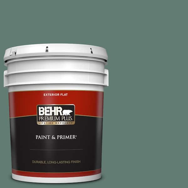 BEHR PREMIUM PLUS 5 gal. #S430-6 Forest Edge Flat Exterior Paint & Primer