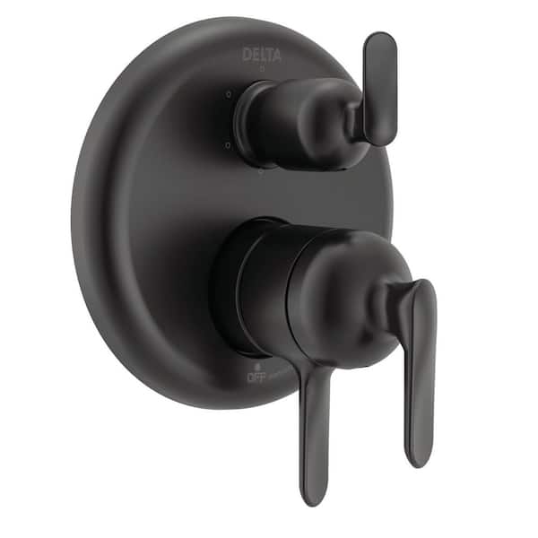 Bonacci 6-Setting Integrated Diverter 3-Handle Valve Trim Kit in Matte Black (Valve Not Included)