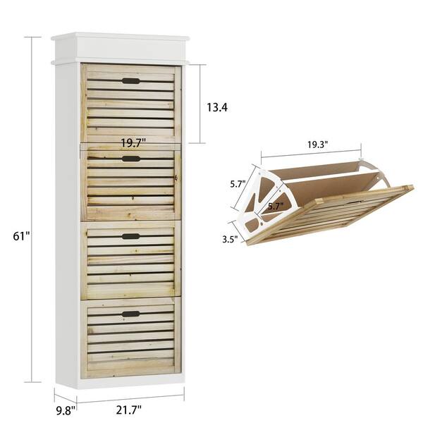 FUFU&GAGA 61-in H 4 Tier 14 Pair White Composite Shoe Cabinet in the Shoe  Storage department at
