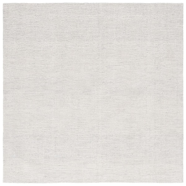 Ebony 6 ft. x 6 ft. Light Gray/Ivory Solid Modern Square Area Rug