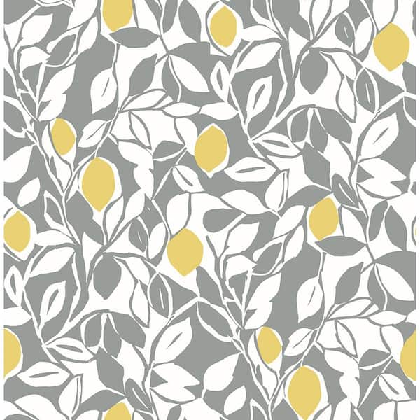 A-Street Prints Loretto Grey Citrus Grey Wallpaper Sample