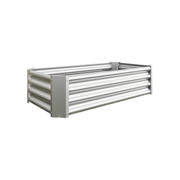 48 in. L x 24 in. W x 12 in. H Silver Metal Raised Garden Bed