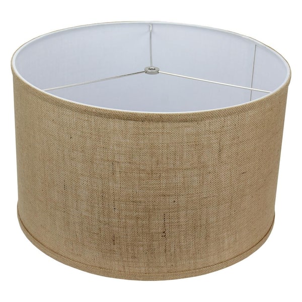 FenchelShades.com 18 in. W x 11 in. H Burlap Natural/Nickel Hardware Drum Lamp Shade