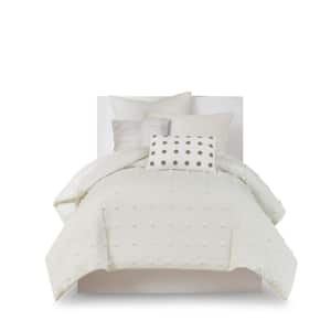 Maize 5-Piece Ivory Cotton Twin/Twin XL Comforter Set
