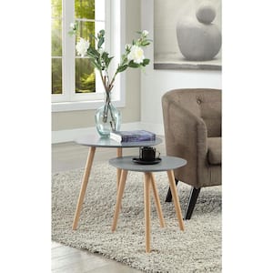 Oslo 19 in. Gray and Light Oak Wood Nesting End Tables (Set of 2)