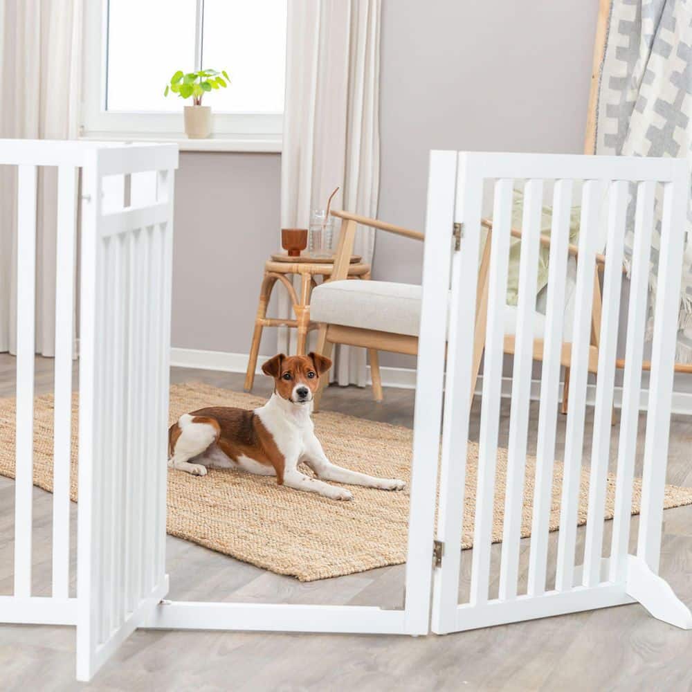 TRIXIE White Pet Gate Wooden 4-Panel Configurable Pet Gate 39363