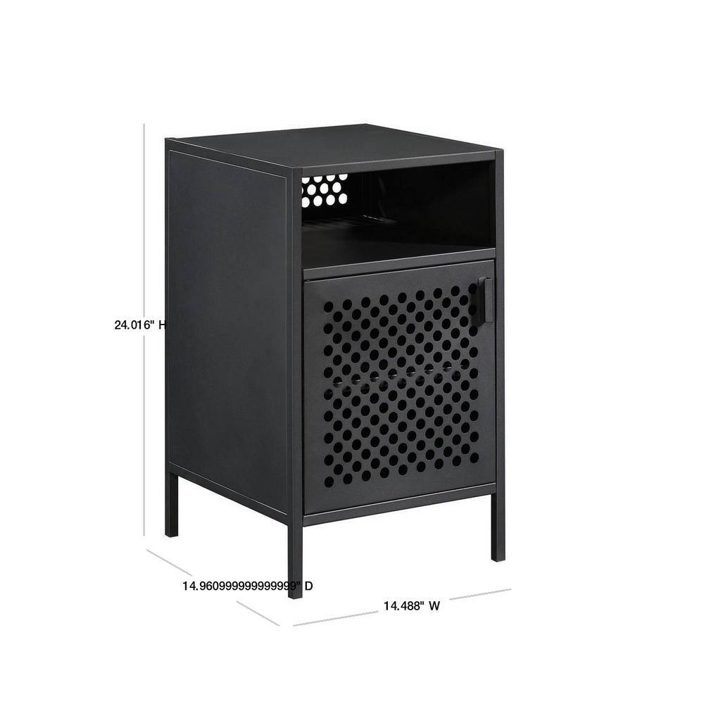 Boulevard Cafe Perforated Black Metal Nightstand