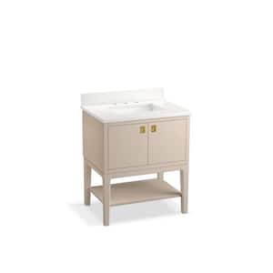 Seagrove 31in. Single Sink Freestanding Light Clay Bath Vanity with White Quartz Top Assembled