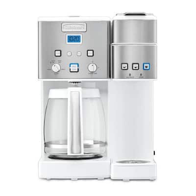 Coffee Center 12-Cup White and Stainless Coffee Maker and Single-Serve Brewer