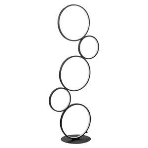 Pluto Stacked Circles 45 in. Black 5-Light Contemporary Modern Iron/Aluminum Integrated LED Floor Lamp