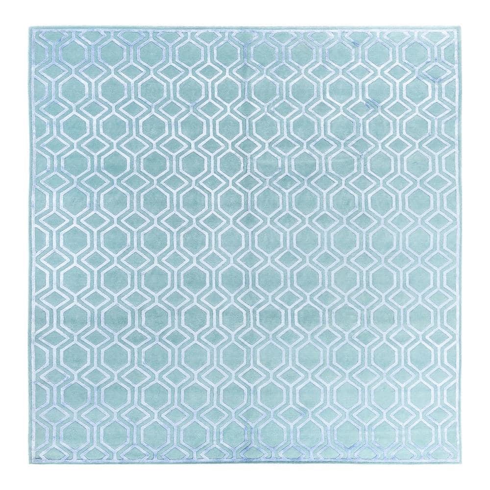 Modern-Contemporary Green 8 X 10 Hand-Knotted Wool Silk Indoor Area Rug price history on PriceWatchPro