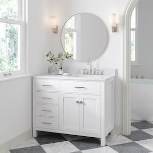 Bristol 43 in. W x 22 in. D x 35.25 in. H Freestanding Bath Vanity in White with Carrara White Marble Top