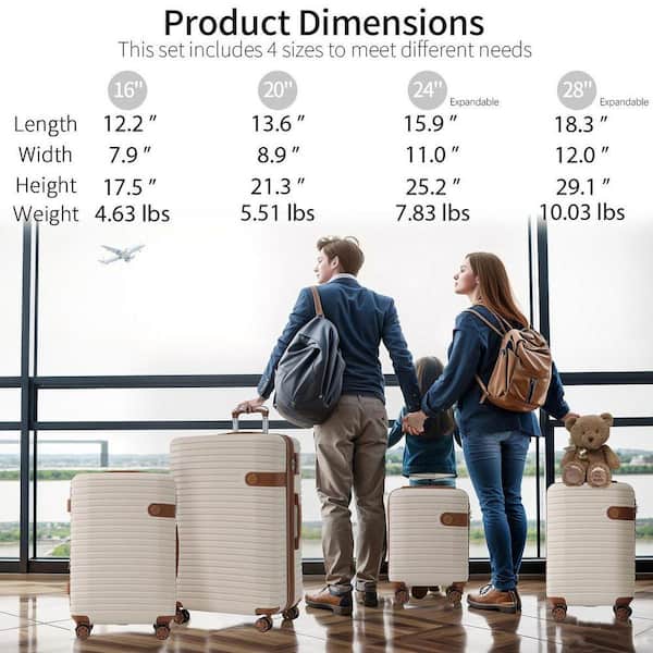 LIVACA 4-Piece Cream ABS Plastic Hardside Lightweight Expandable