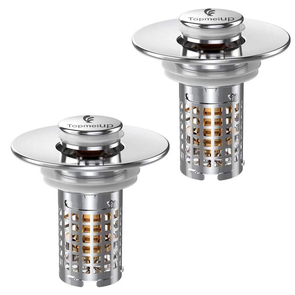 2-Piece Pop-up Sink Drain Strainer with Removable Stainless Steel Strainer Basket in Chrome, Sink Stopper Hair Catcher price history on PriceWatchPro