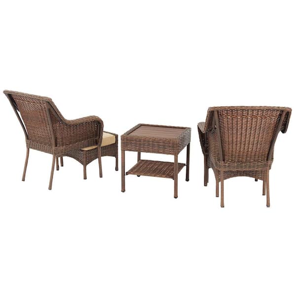 Hampton Bay Cambridge 5 Piece Brown Wicker Outdoor Patio Conversation Seating Set With Cushionguard Quarry Red Cushions H172 01399700 The Home Depot - Cambridge 5 Piece Brown Wicker Outdoor Patio Dining Set
