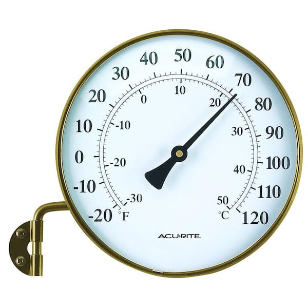 AcuRite 6 in. Antique Brass Analog Thermometer with Pivoting Wall Mount Bracket