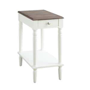 French Country Driftwood and White No Tools Chairside Table