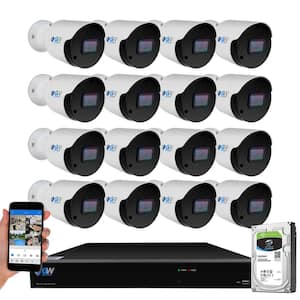 16-Channel 8MP 4K NVR 4TB Security Camera System with 16 Wired IP POE Cameras Bullet Fixed Lens, Artificial Intelligence