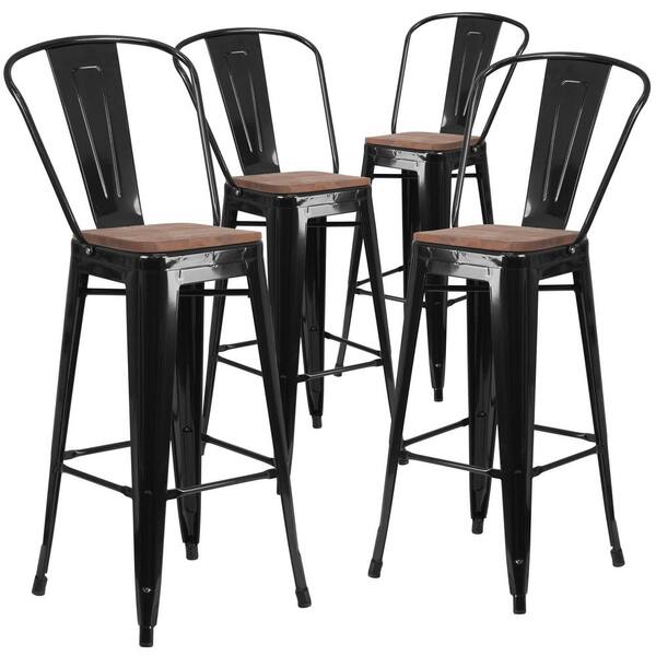 Carnegy Avenue 30.25 in. Black Bar Stool (4Pack) CGACH249662BLHD