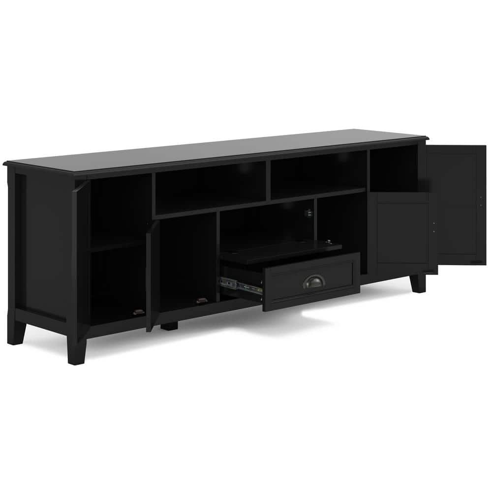 Burlington Black Solid Wood 72" TV Media Stand with Cabinets