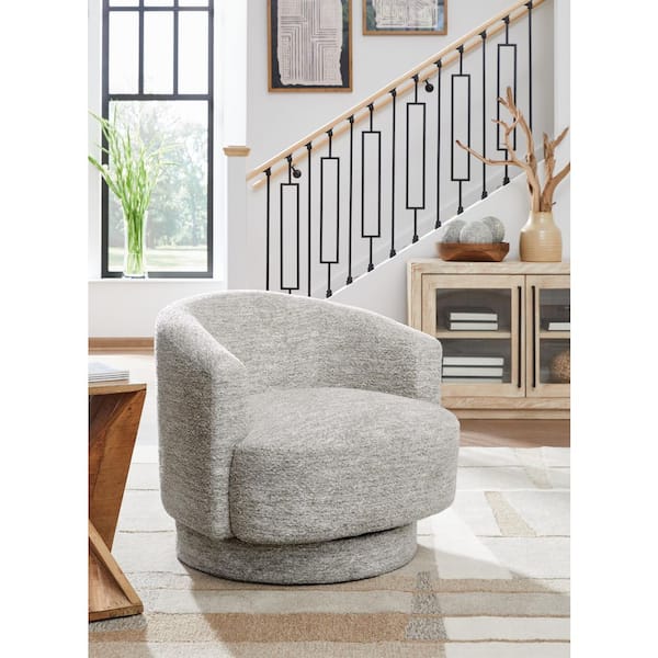 Wardsor Gray Polyester Arm Chair with Swivel Base